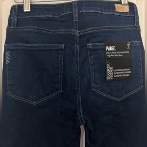 NEW Paige High Rise Manhattan Slim Bootcut Jeans, 26, transcend
